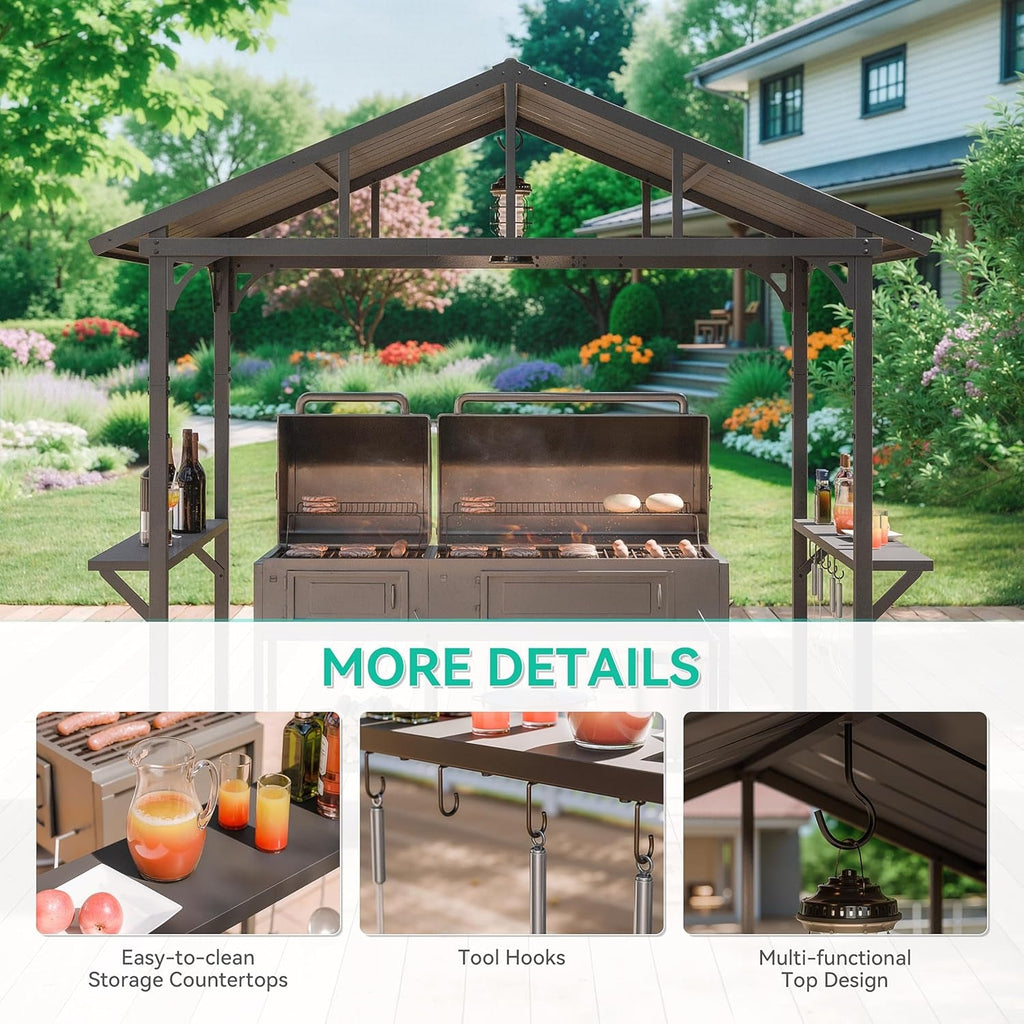 8x5ft All Weather Outdoor Gazebo With Integrated Bar