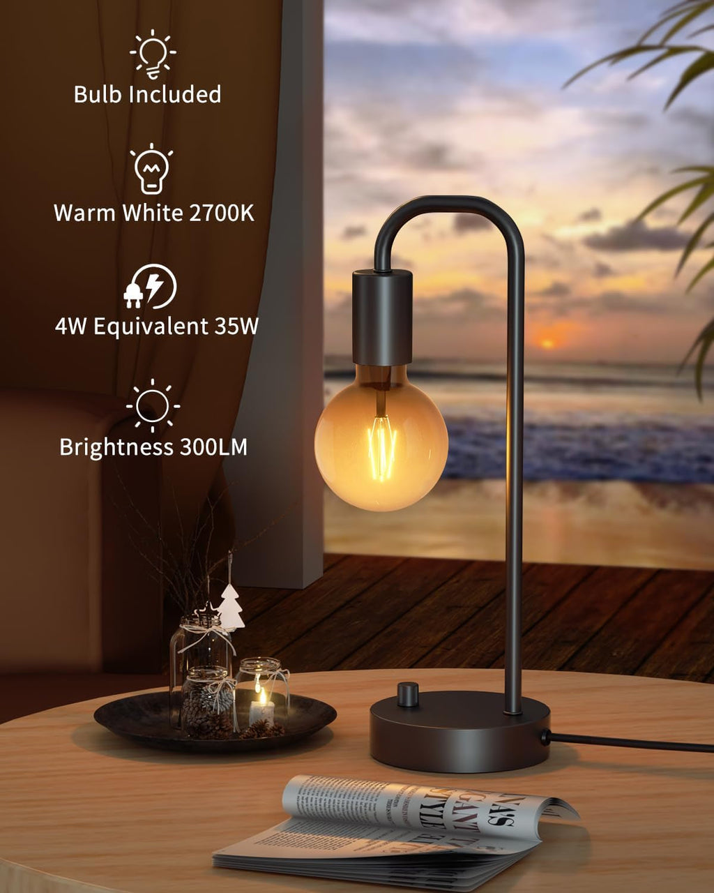 Dimmable Table Lamp 2700K Warm Light for Bedroom Nightstand