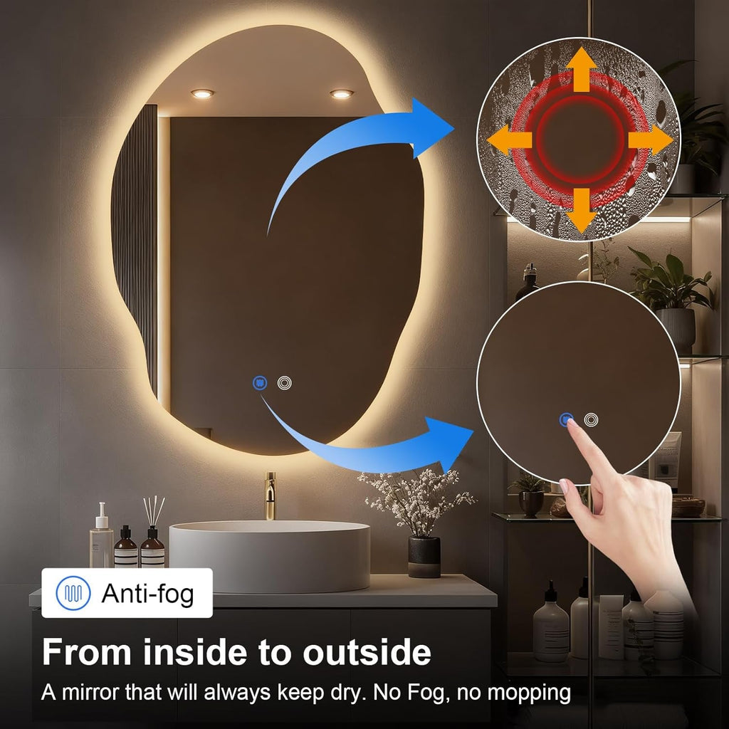 40X30 Inch Backlit LED Bathroom Mirror Memory Antifog
