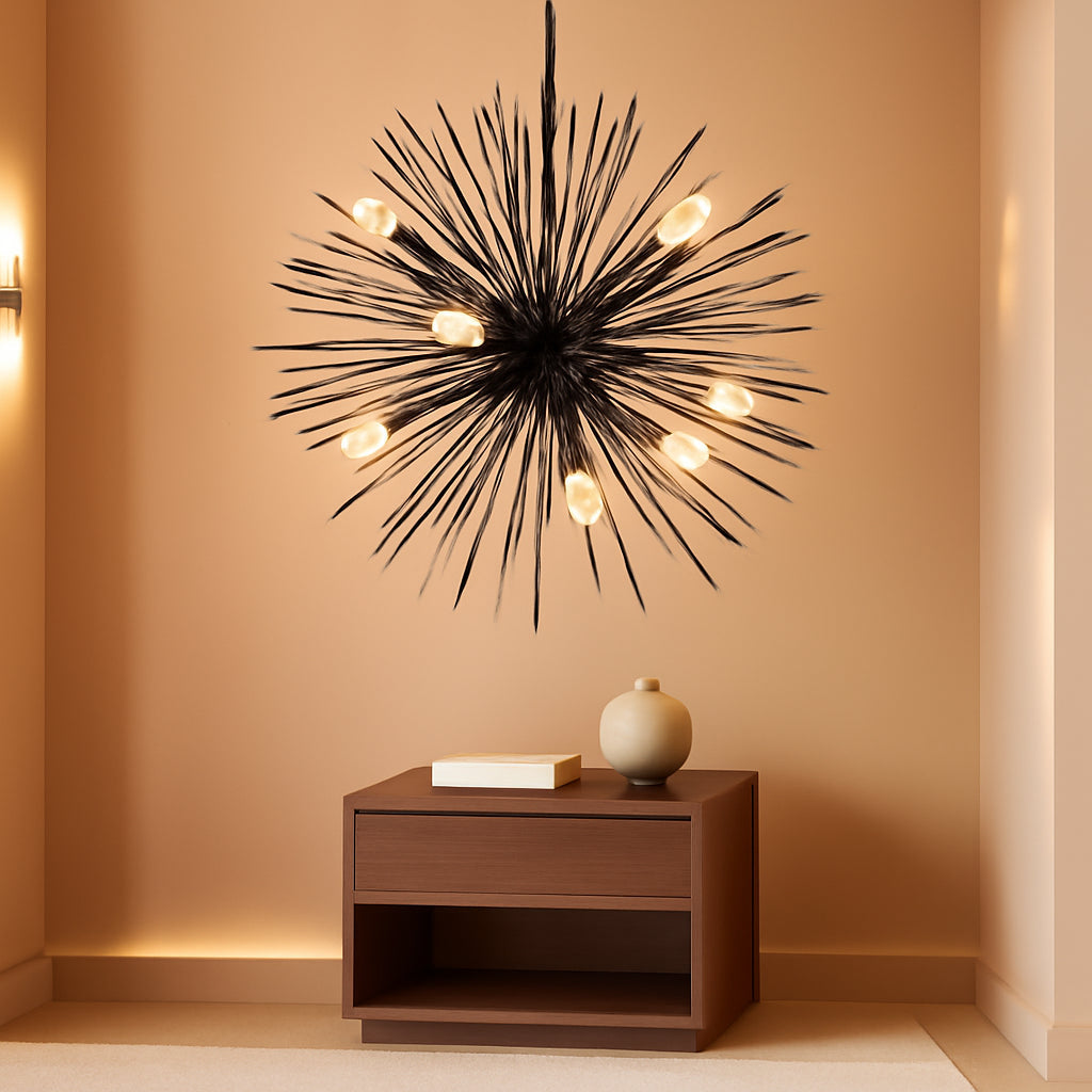 Twenty Inch Black Sputnik Chandelier Luxurious Nine Light