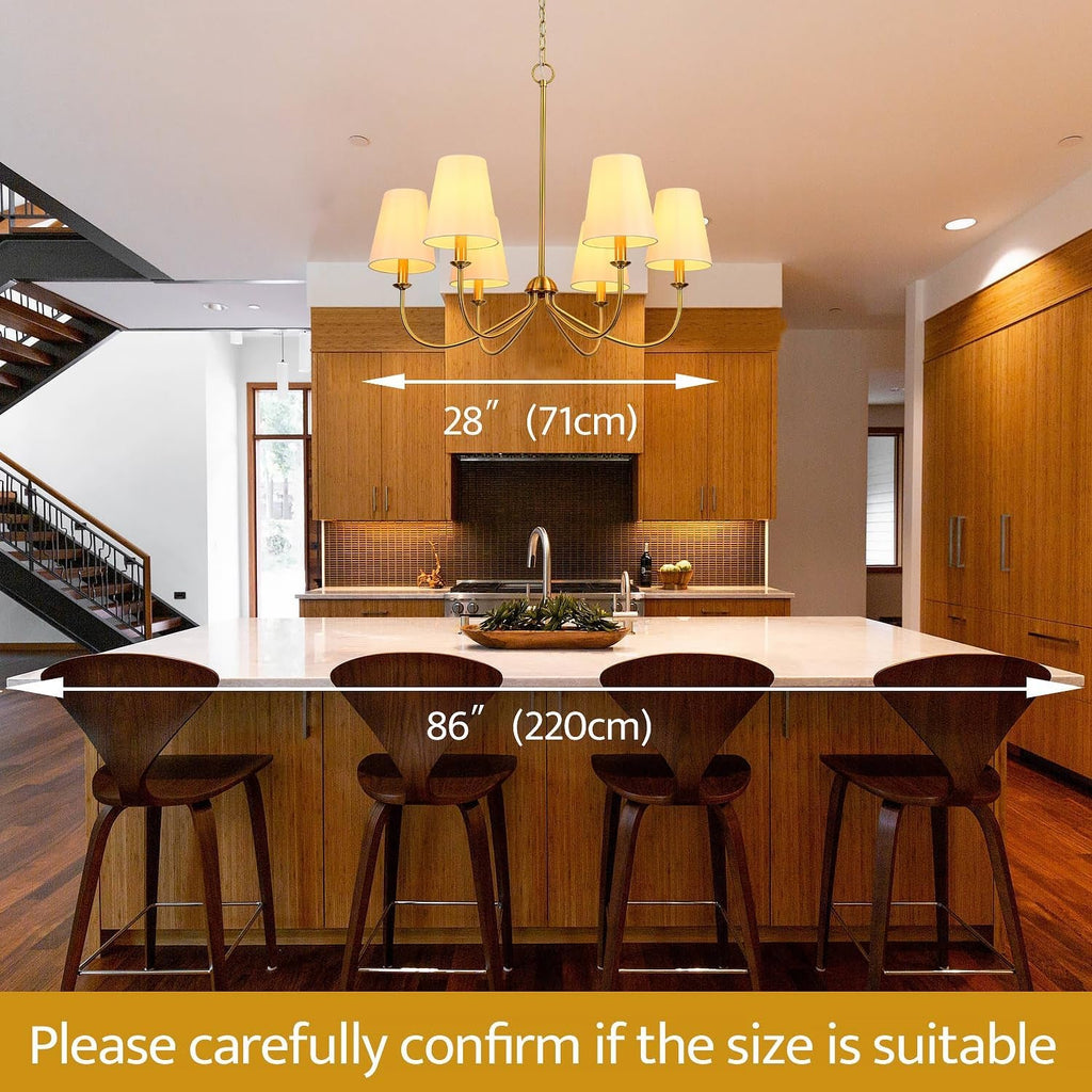 Brushed Brass 6 Light Linear Pendant Chandelier Line