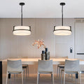 Pure White Linen Drum Pendant Chandelier 15.7Inch Wide