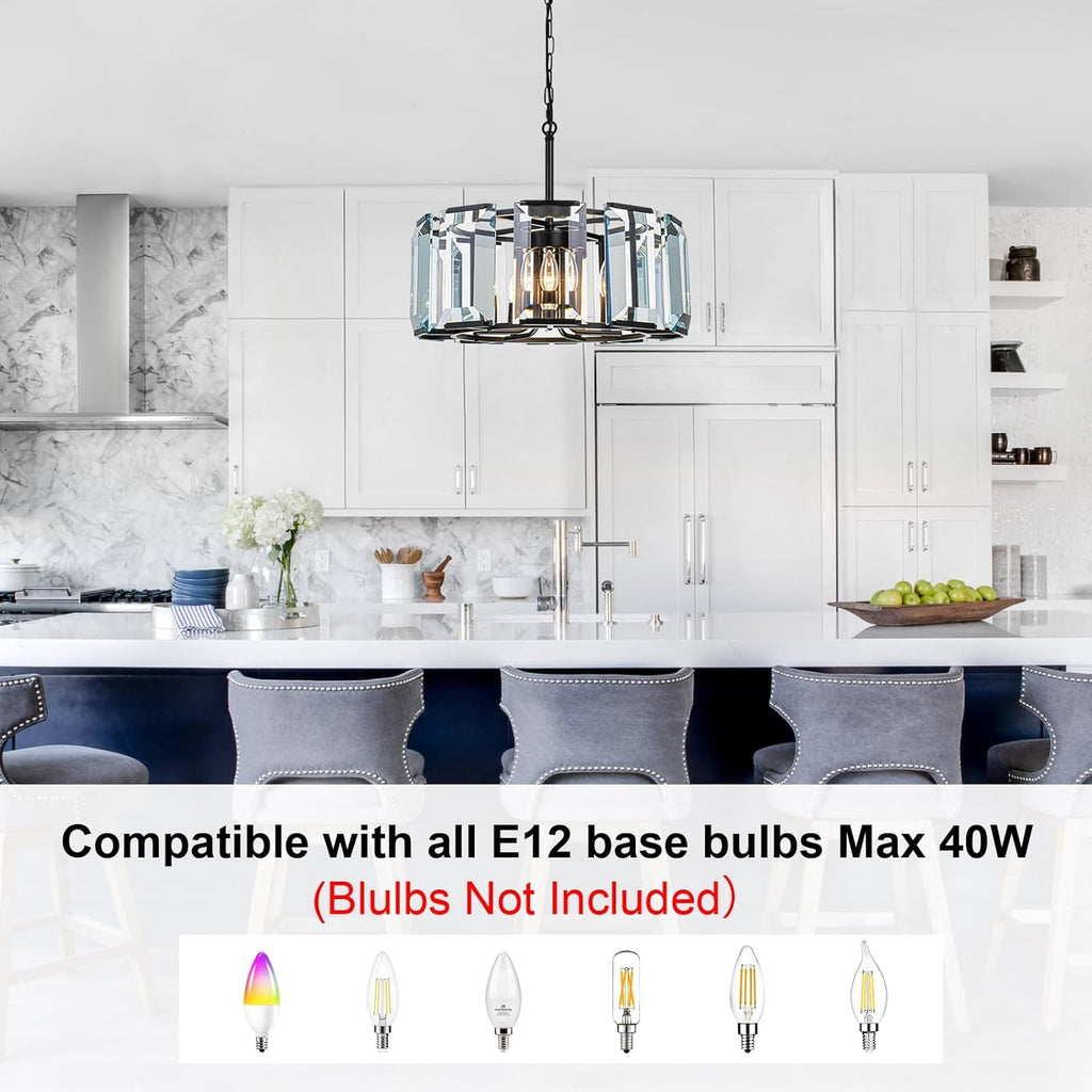 Twenty Inch Modern Luxe OnyxBlack Crystal Chandelier Five Light