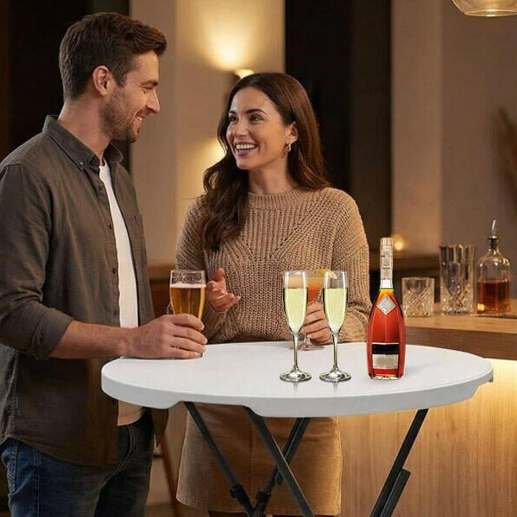 White Thirty Two Inch Folding Cocktail Table High Top