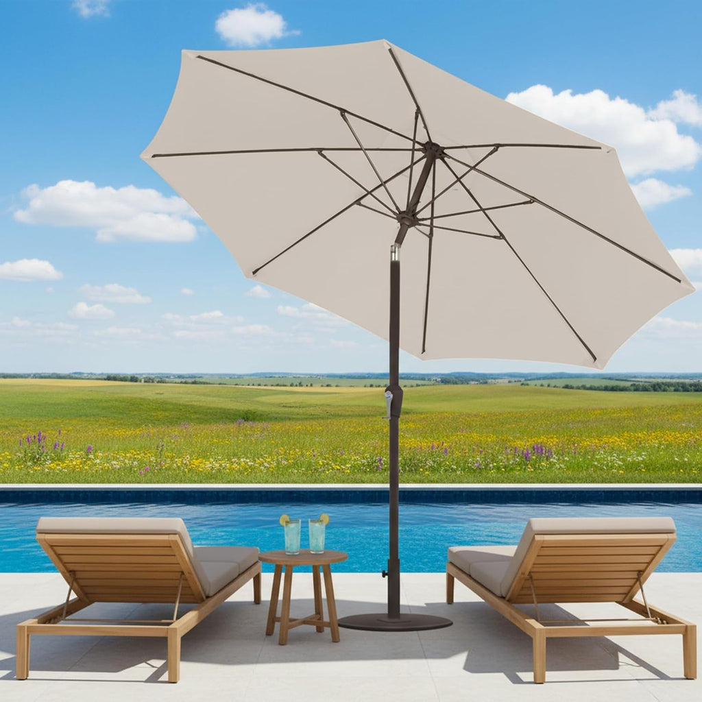 11Ft Creamy White Patio Umbrella Outdoor Tilt All Weather