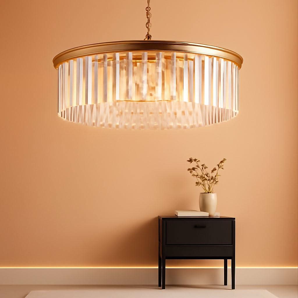 Gold Contemporary Crystal Chandelier Two Tier Fixture
