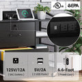 Black Printer Stand Bookcase Power Station Mobile Office File Cabinet