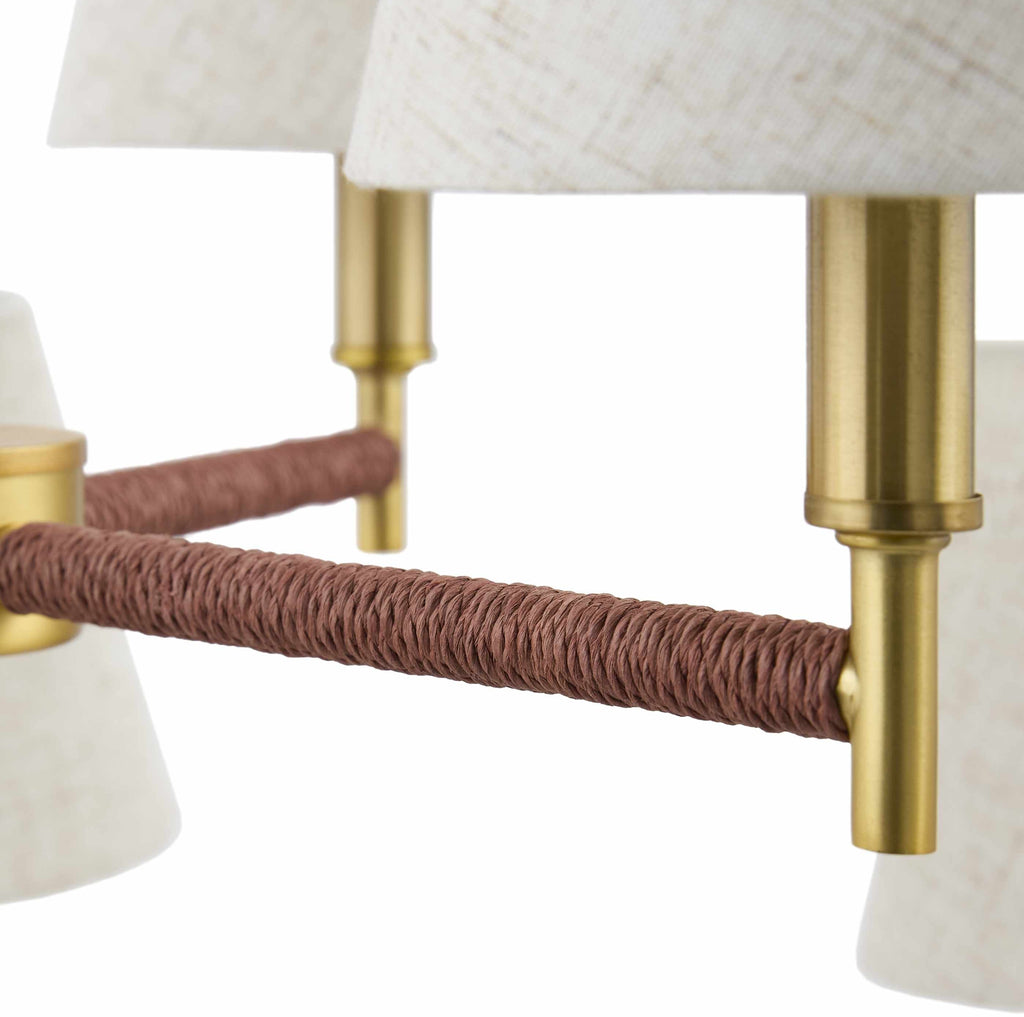 Beige Modern Chandelier with linen details for dining or living rooms