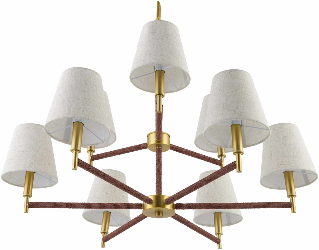 Beige Modern Chandelier with linen details for dining or living rooms