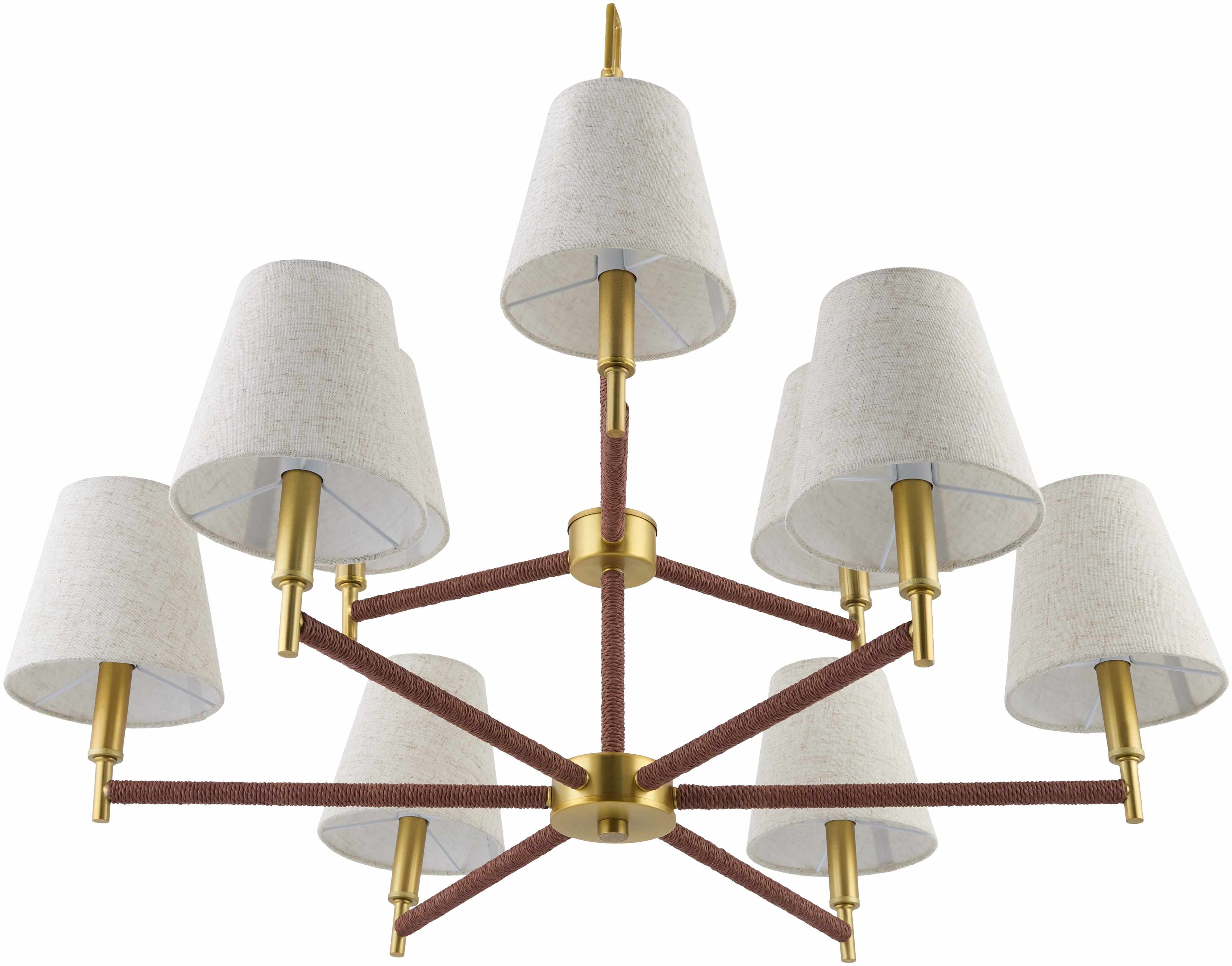 Beige Modern Chandelier with linen details for dining or living rooms