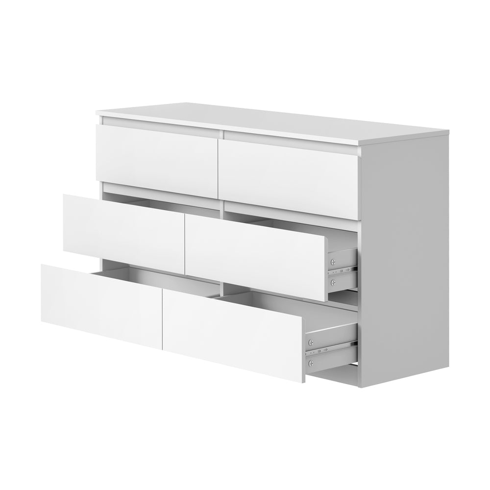 NNEED 6 Chest of Drawers Lowboy Dresser Table Bedroom White