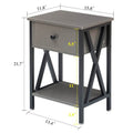Set of 2 - 1 Drawer Nightstand in Grey and Black Wood Finish