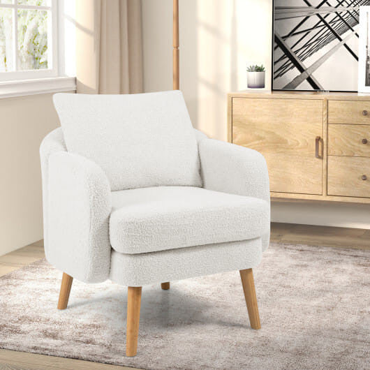 Sherpa Accent Chair Modern Living Room Chair with Seat Cushion-Grey