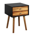 Wooden Nightstand Mid-Century End Side Table with 2 Storage Drawers-White