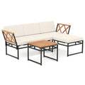 3-Piece L-Shaped Patio Furniture Set for Porch Backyard and Poolside-Beige