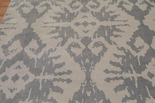 6' x 9' Hand Knotted Designer Abstract 100% Wool Area Rug Gray