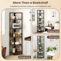 5-Tier Freestanding Corner Shelf 63 Inch Tall Storage Rack-Oak