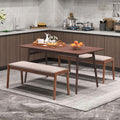 45 Inch Farmhouse Backless Bench with Rubber Wood Legs and Fabric Padded Seat-Beige