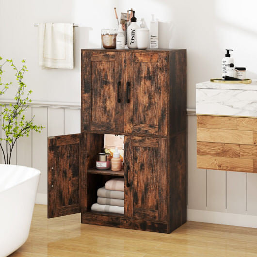 Bathroom Cabinet 43.5 inch Storage Cabinet with Doors and Adjustable Shelves-Black