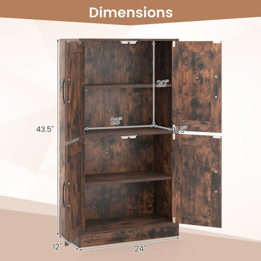 Bathroom Cabinet 43.5 inch Storage Cabinet with Doors and Adjustable Shelves-Black