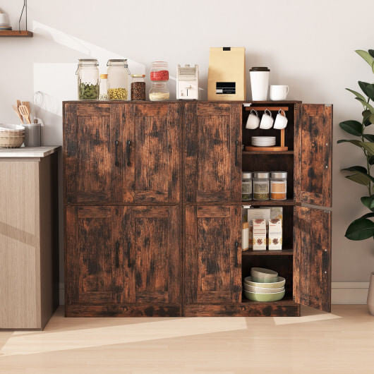 Bathroom Cabinet 43.5 inch Storage Cabinet with Doors and Adjustable Shelves-Black