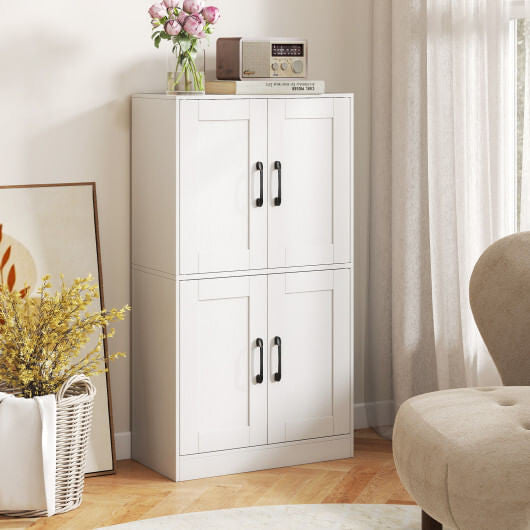 Bathroom Cabinet 43.5 inch Storage Cabinet with Doors and Adjustable Shelves-Black