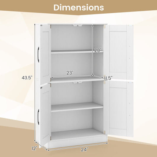 Bathroom Cabinet 43.5 inch Storage Cabinet with Doors and Adjustable Shelves-Black