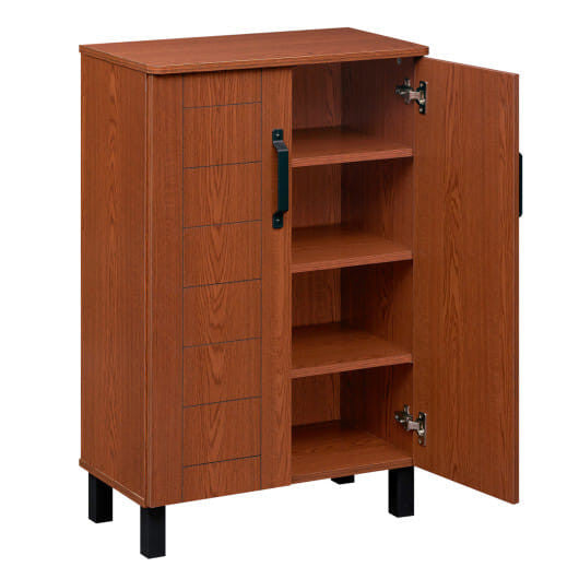 5-Tier Shoe Storage Cabinet Freestanding Wooden Shoe Rack Organizer-Brown