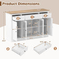 55" Large Buffet Sideboard Kitchen Storage Cabinet with 3 Drawers 2 See-through Doors Adjustable Sh
