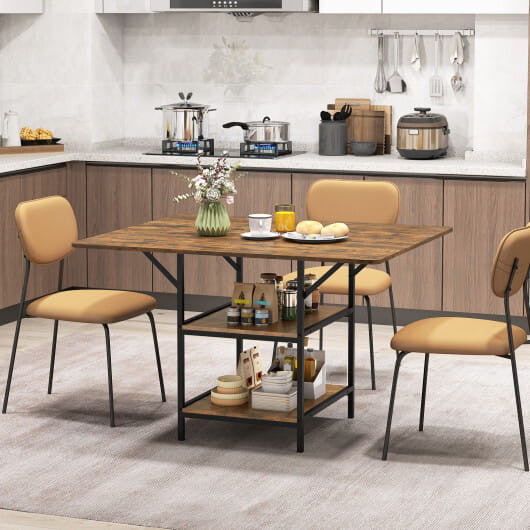 47 Inch Rectangular Dining Table with 2 Open Storage Shelves and Sturdy Metal Legs for 4-6-Rustic B