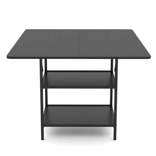 47 Inch Rectangular Dining Table with 2 Open Storage Shelves and Sturdy Metal Legs for 4-6-Rustic B