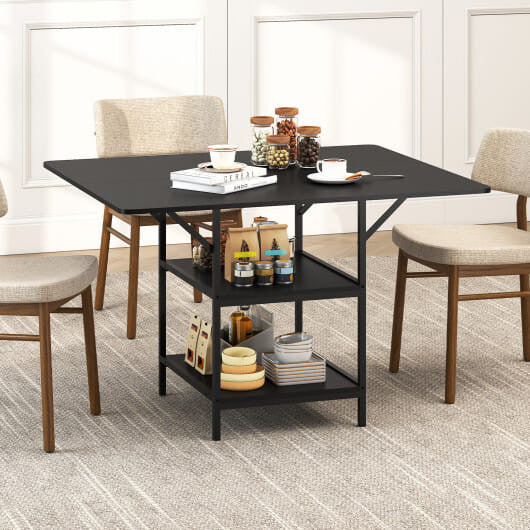 47 Inch Rectangular Dining Table with 2 Open Storage Shelves and Sturdy Metal Legs for 4-6-Rustic B