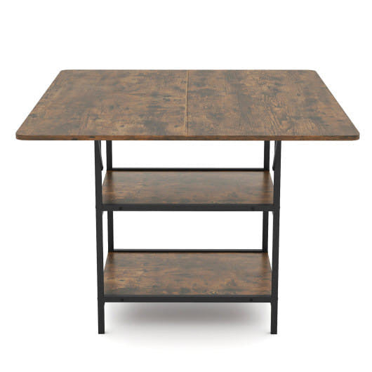47 Inch Rectangular Dining Table with 2 Open Storage Shelves and Sturdy Metal Legs for 4-6-Rustic B