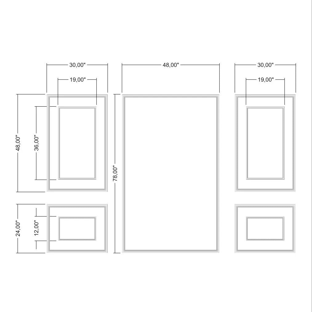 Ready to Assemble Wall Molding Package - 2 Upper, 1 Center & 2 Bottom Frames | Easy Installation