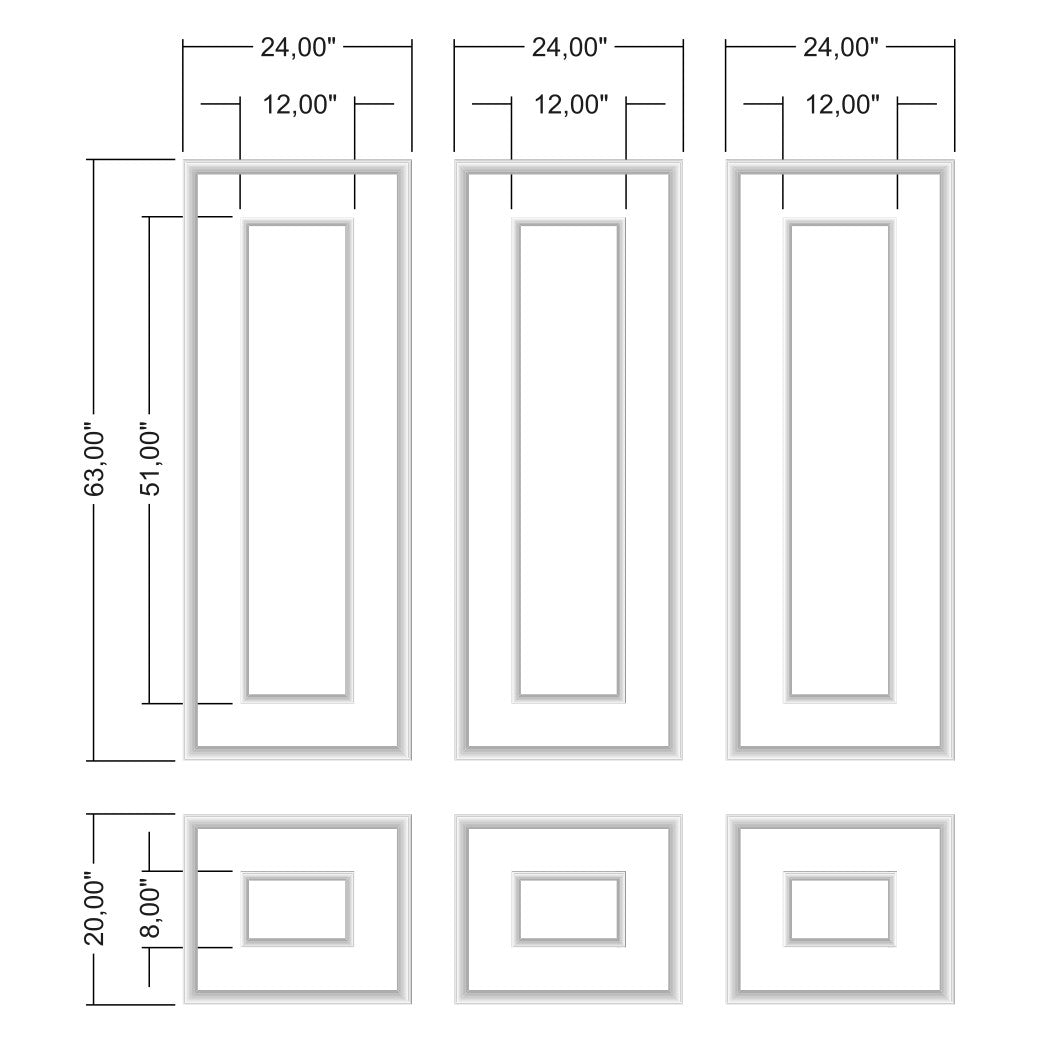 Wall Molding Package - 3 Upper & 3 Bottom Nested Frames | Easy Installation