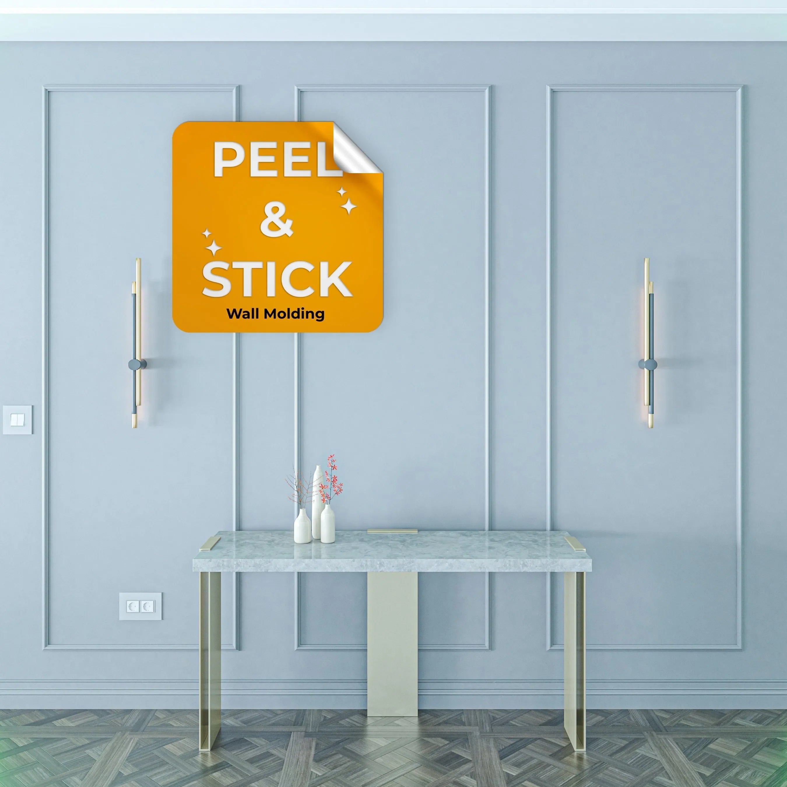 Peel-and-Stick Wall Molding Kit - 3 Vertical Frames | Easy Installation
