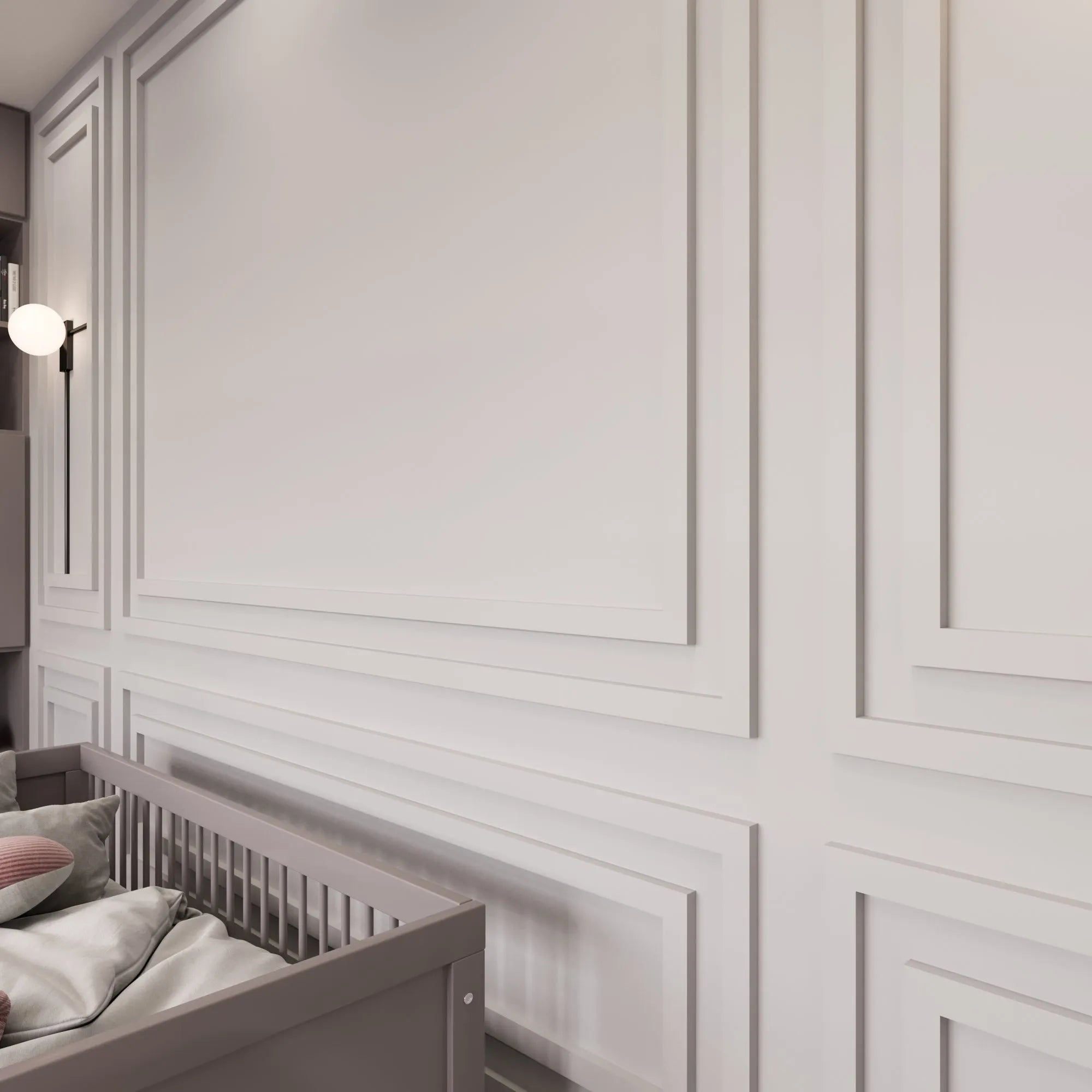 Nursery Wall Molding Kit - Ready to Assemble | 3 Upper & 3 Bottom Nested Frames | Pre-Cut & Primed