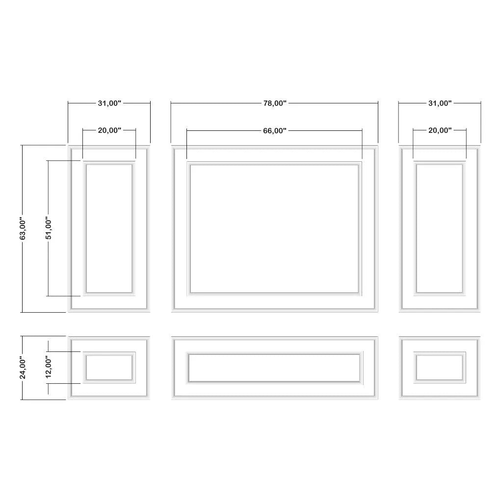 Nursery Wall Molding Kit - Ready to Assemble | 3 Upper & 3 Bottom Nested Frames | Pre-Cut & Primed