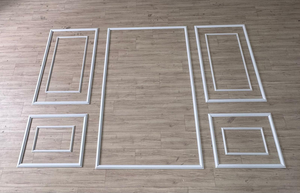Ready to Assemble Wall Molding Package - 2 Upper, 1 Center & 2 Bottom Frames | Easy Installation