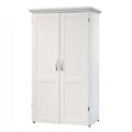 Drop Leaf Computer Desk Craft Table Armoire in White Wood Finish - Made in USA