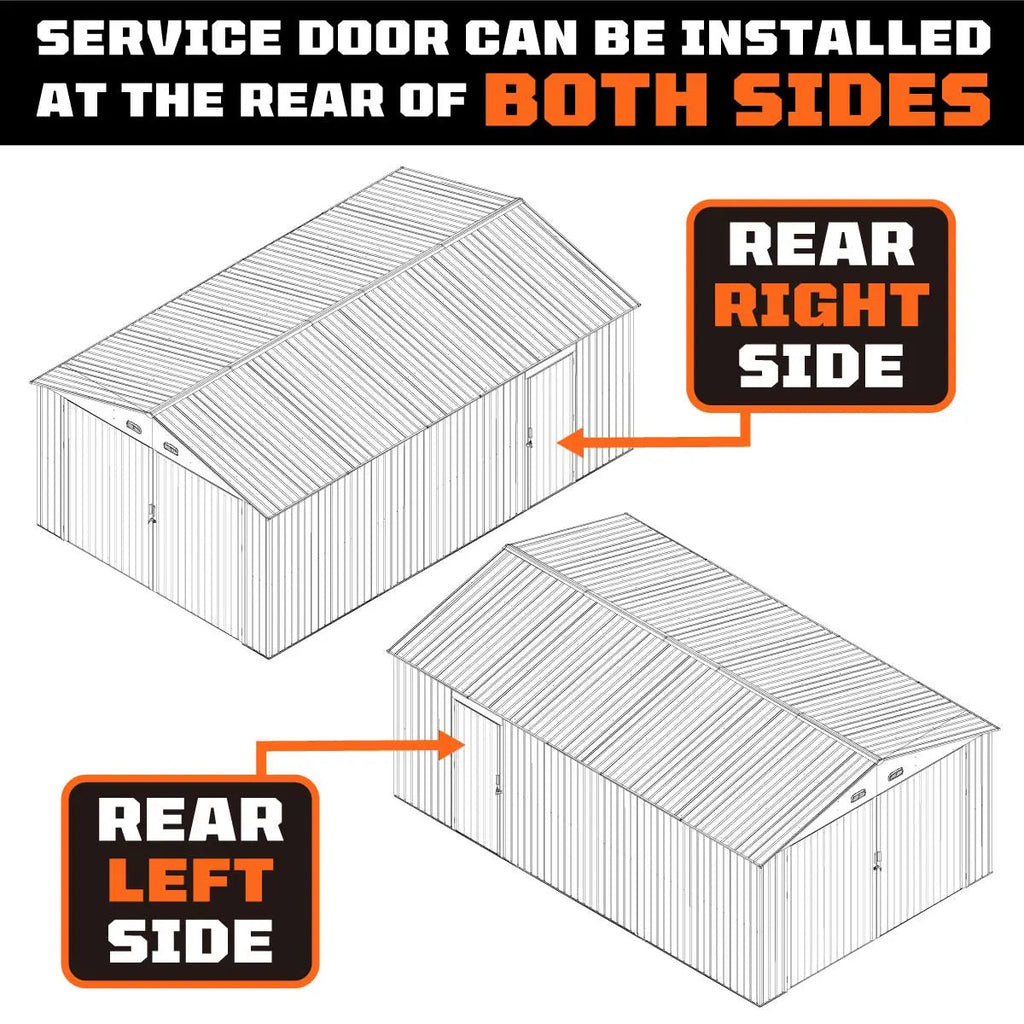 13' x 20' Metal Garage Shed, Double Front & Side Doors, 240 Sq-Ft, 7'9" Peak, TMG-MS1320A