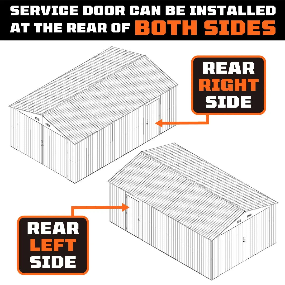 13' x 20' Metal Garage Shed, Double Front & Side Doors, 240 Sq-Ft, 7'9" Peak, TMG-MS1320A