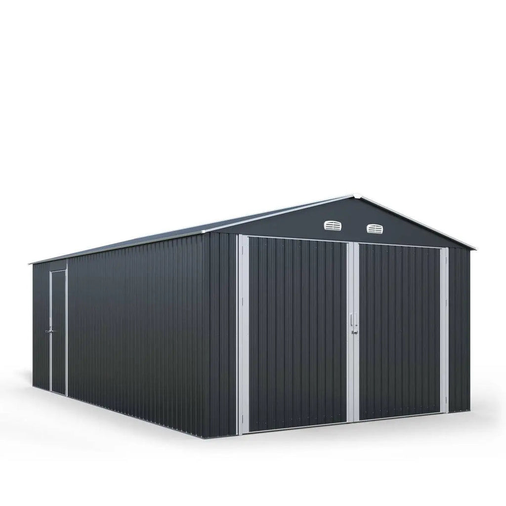 13' x 20' Metal Garage Shed, Double Front & Side Doors, 240 Sq-Ft, 7'9" Peak, TMG-MS1320A