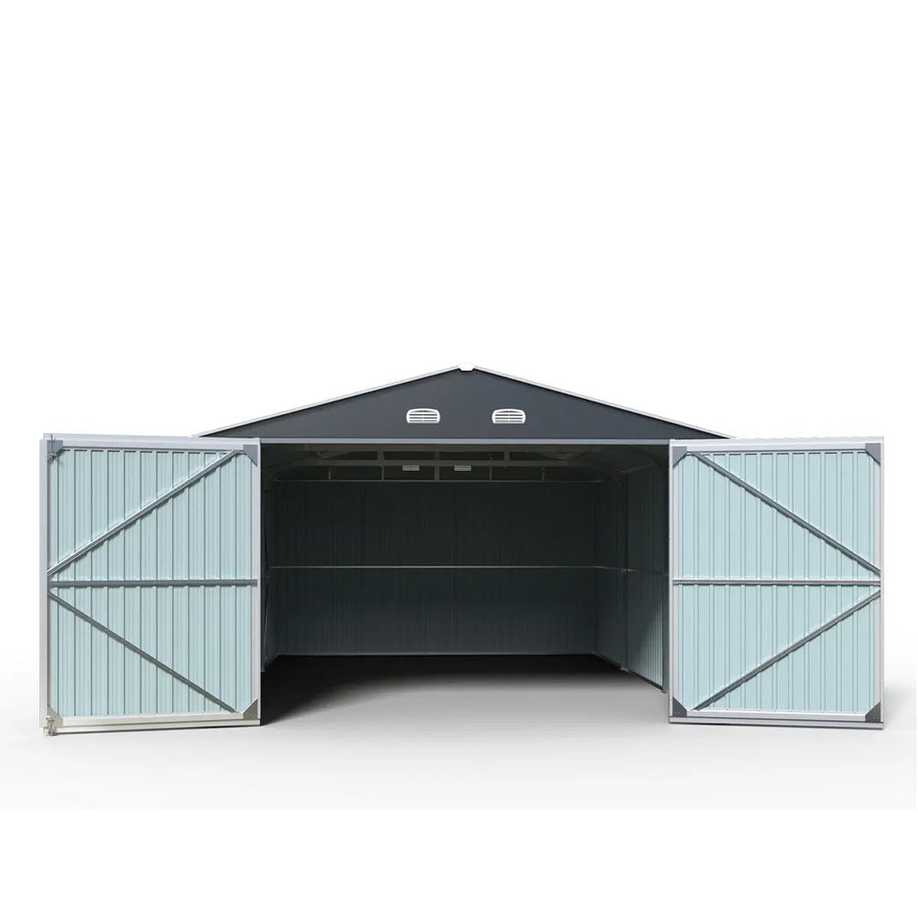 13' x 20' Metal Garage Shed, Double Front & Side Doors, 240 Sq-Ft, 7'9" Peak, TMG-MS1320A