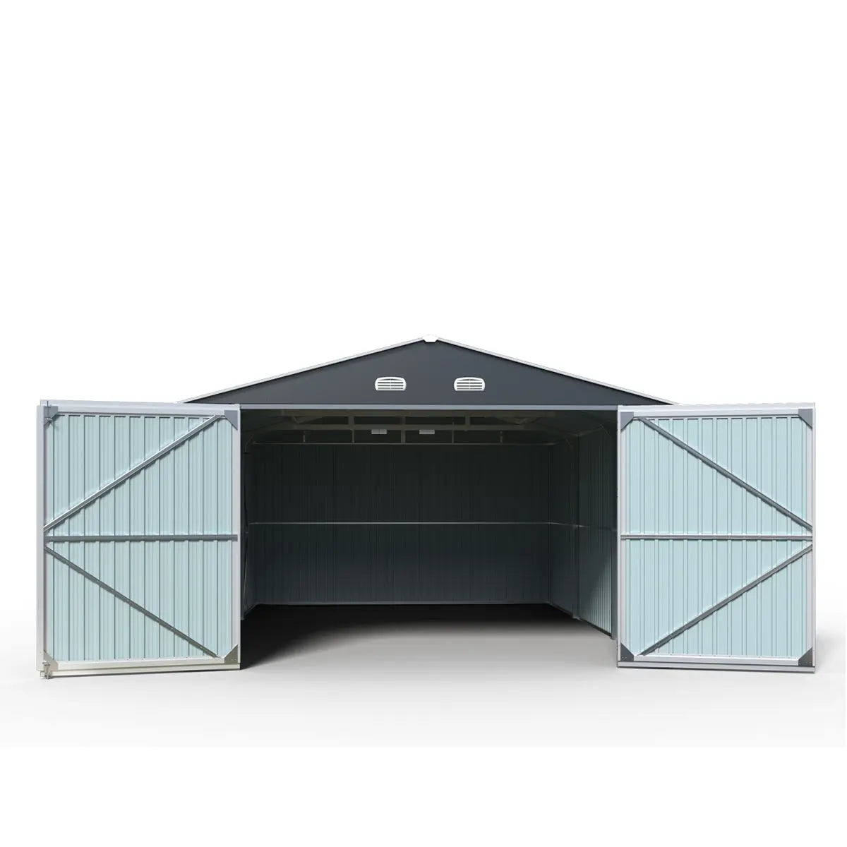 13' x 20' Metal Garage Shed, Double Front & Side Doors, 240 Sq-Ft, 7'9" Peak, TMG-MS1320A