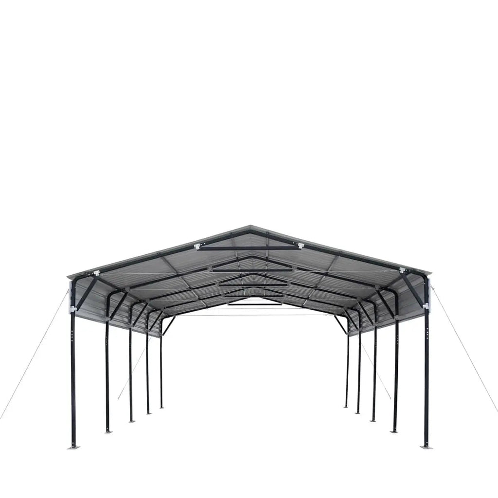 20' x 20' Metal Shed Carport, 10' Open Sidewalls, 400 Sq-Ft, 27 GA Corrugated Panels, TMG-MSC2020