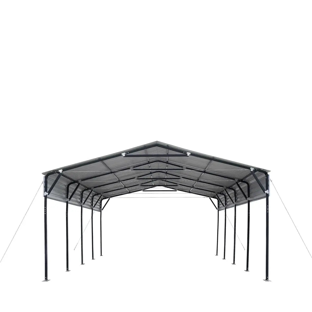 20' x 20' Metal Shed Carport, 10' Open Sidewalls, 400 Sq-Ft, 27 GA Corrugated Panels, TMG-MSC2020