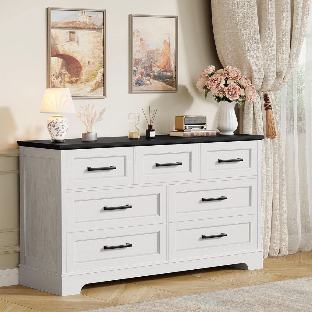 Farmhouse Dresser 52 Inch Wide White Storage Organizer Chest