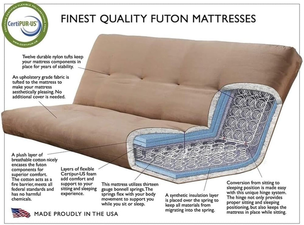8 Inch Full Size Spring Linen Futon Mattress Replacement