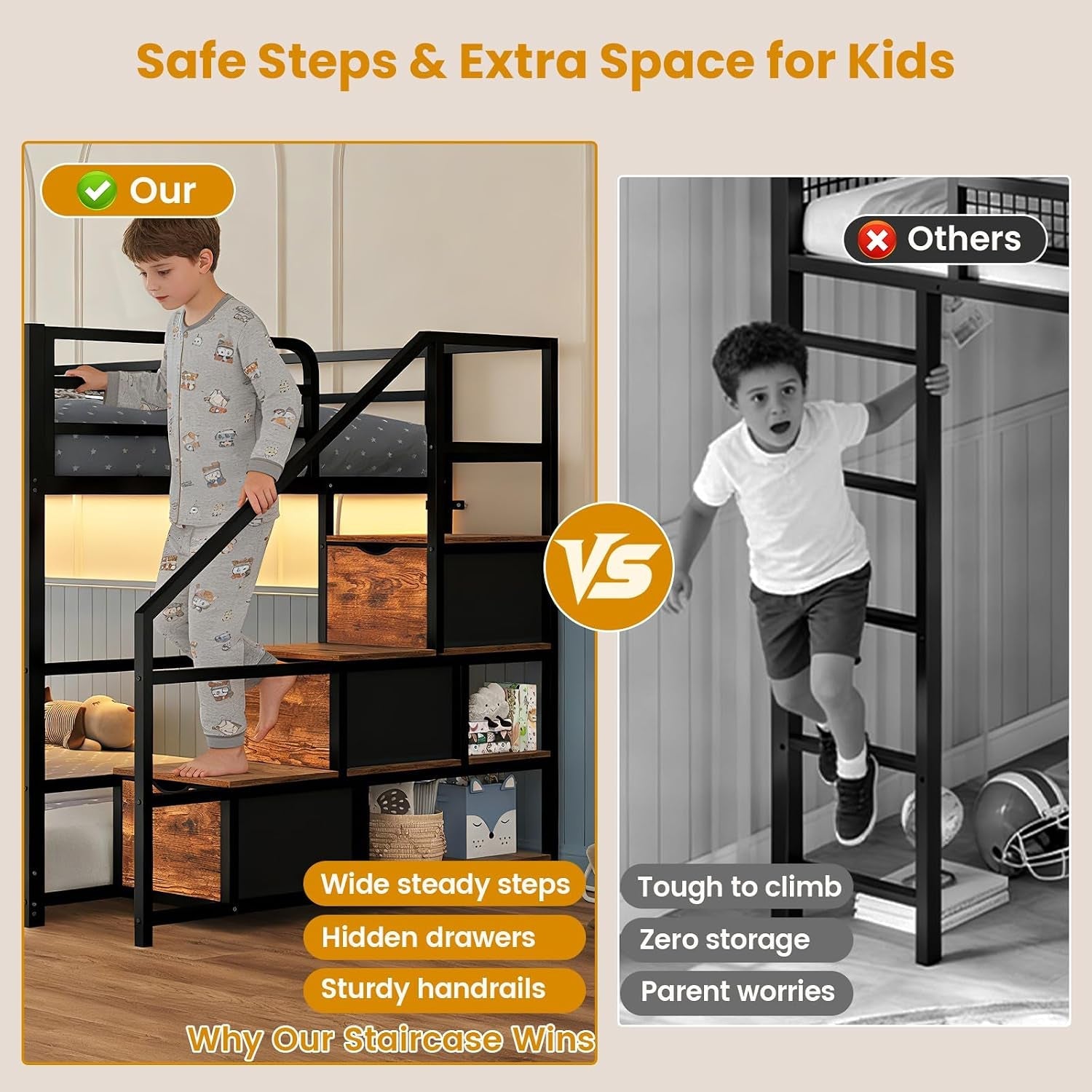 Black Premium Space Saving Functionality Twin Bunk Bed